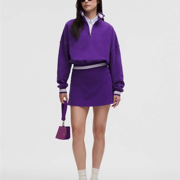 Lululemon Perfectly Oversized Ringer Funnel-Neck Half Zip College Purple - Picture 2 of 7